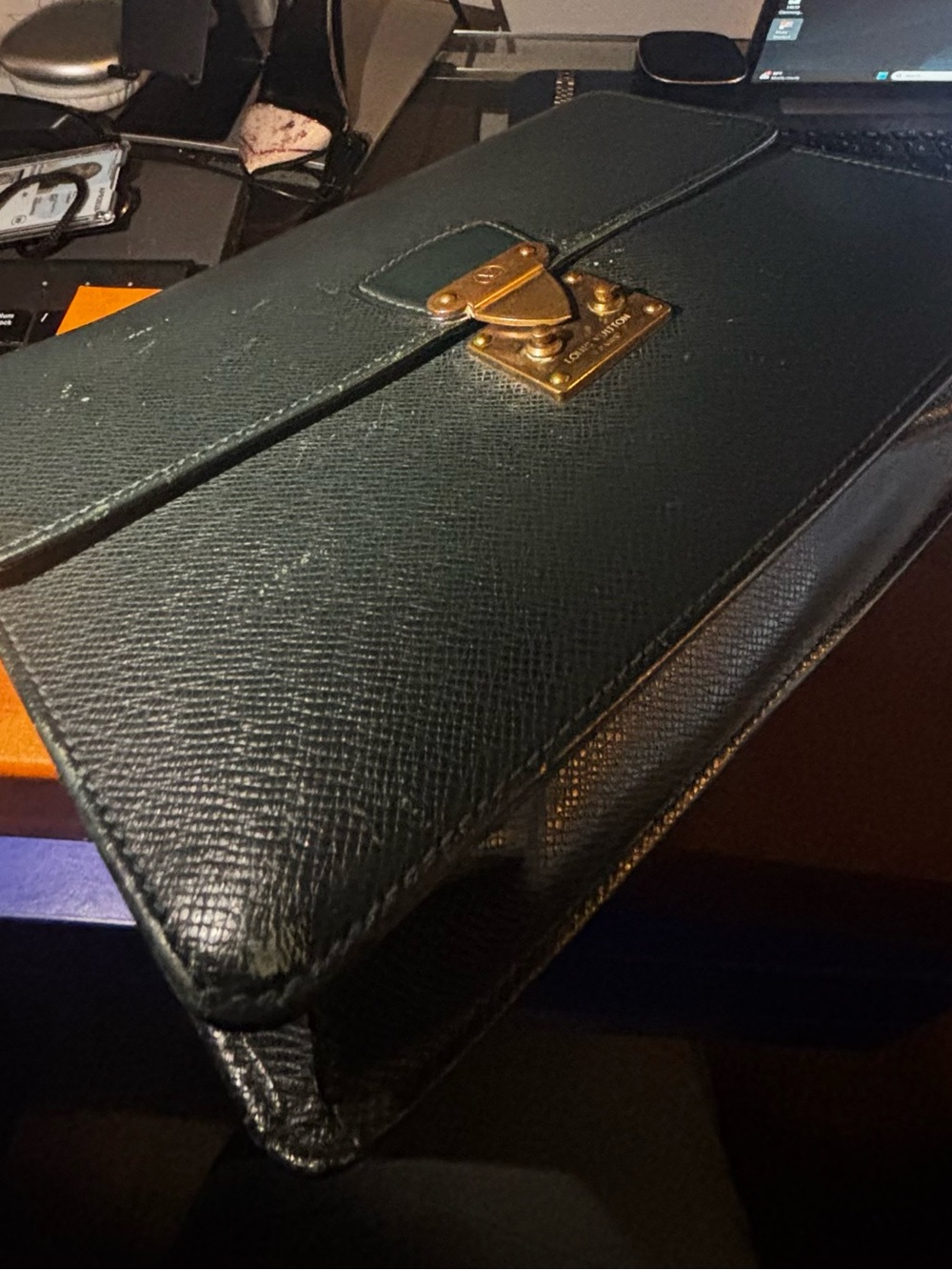 LOUIS VUITTON Pochette Kourad Episea Taiga Clutch Bag - Picture 3 of 11